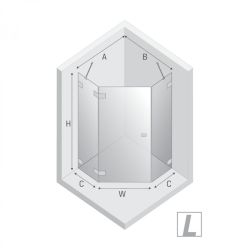 KABINA EVENTA BLACK CHROME 1D PIĘCIOKĄTNA L 90x90x200 CZYSTE 8mm ACTIVE SHIELD 2.0
