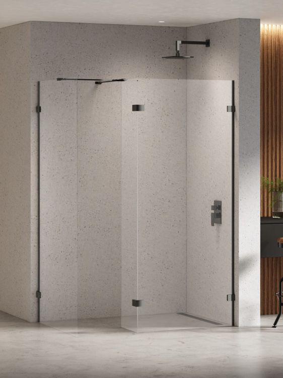 KABINA EVENTA BLACK CHROME ŚCIANKA U 120x200 CZYSTE 8mm ACTIVE SHIELD 2.0