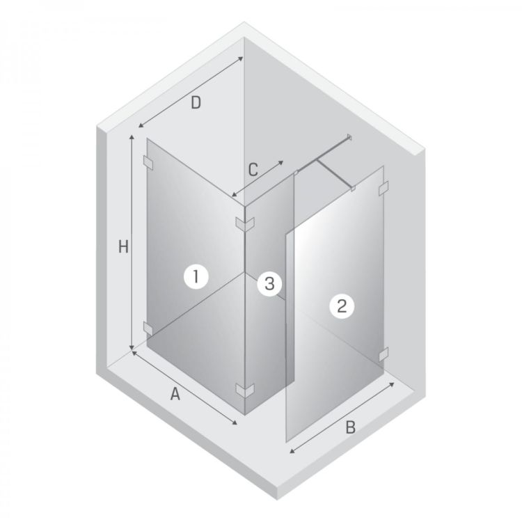 KABINA EVENTA BLACK CHROME ŚCIANKA U 140x200 CZYSTE 8mm ACTIVE SHIELD 2.0