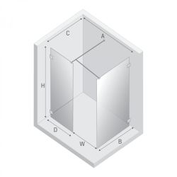 KABINA EVENTA BLACK CHROME WALK-IN U 160x80x200 CZYSTE 8mm ACTIVE SHIELD 2.0