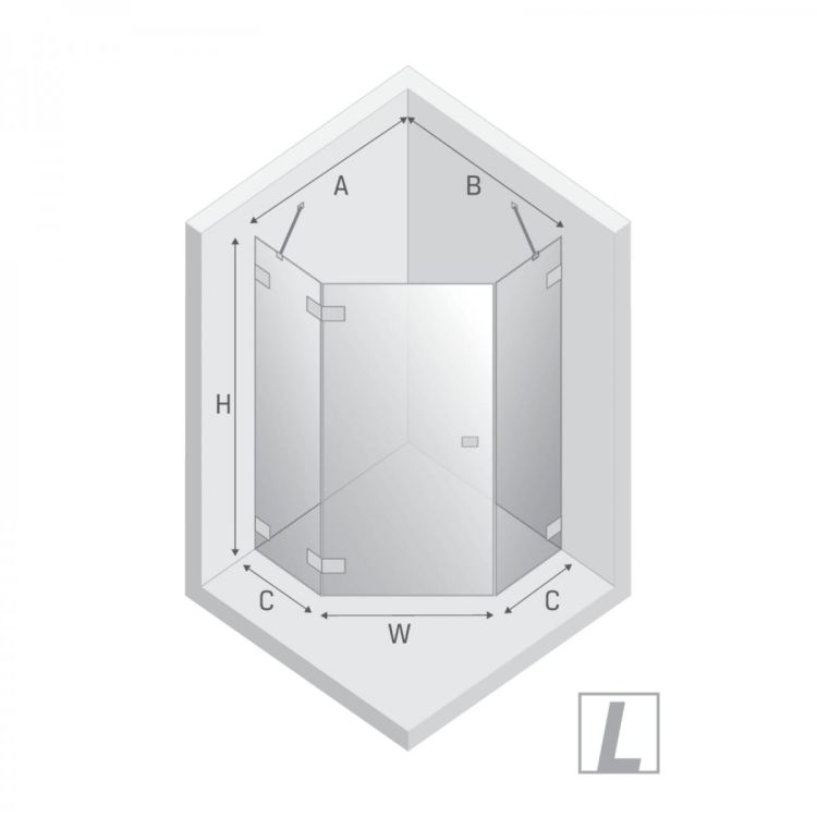 KABINA EVENTA COPPER SHINE 1D PIĘCIOKĄTNA L 90x90x200 CZYSTE 8mm ACTIVE SHIELD 2.0