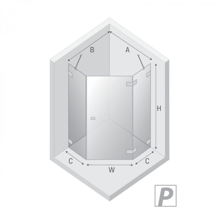 KABINA EVENTA COPPER SHINE 1D PIĘCIOKĄTNA P 90x90x200 CZYSTE 8mm ACTIVE SHIELD 2.0