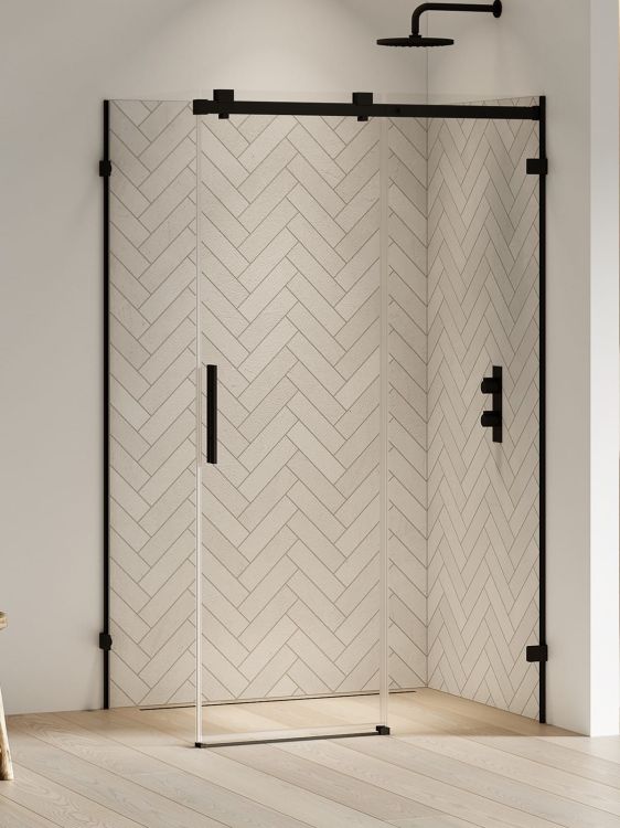 NZ4 KABINA SOFTI X BLACK 1D PROSTOKĄTNA L 130x90x200 CZYSTE 8mm ACTIVE SHIELD 2.0