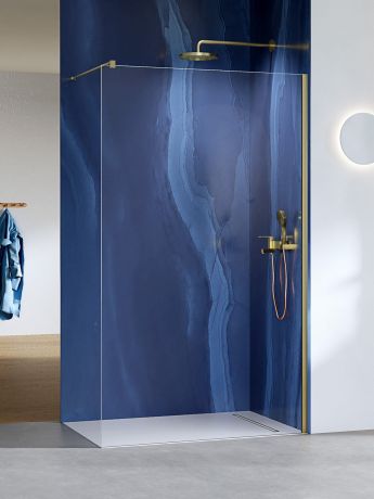 Przejdź do produktu KABINA NESTA LIGHT GOLD WALK-IN U 110x200 CZYSTE 8mm ACTIVE SHIELD 2.0