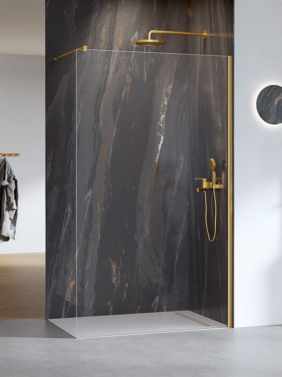 KABINA NESTA GOLD BRUSHED WALK-IN U 140x200 CZYSTE 8mm ACTIVE SHIELD 2.0