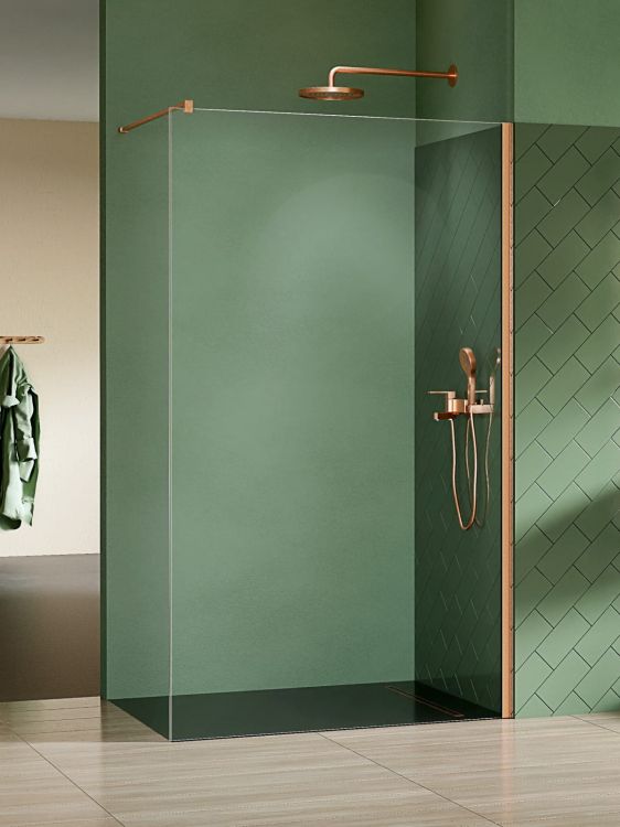 KABINA NESTA COPPER BRUSHED WALK-IN U 90x200 CZYSTE 8mm ACTIVE SHIELD 2.0
