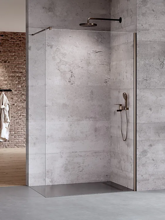 KABINA NESTA GUNMETAL BRUSHED WALK-IN U 70x200 CZYSTE 8mm ACTIVE SHIELD 2.0