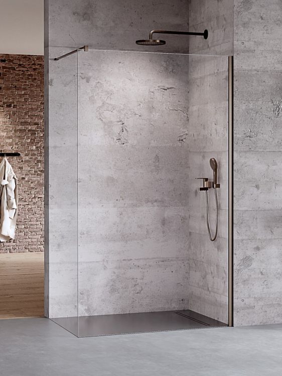 KABINA NESTA GUNMETAL BRUSHED WALK-IN U 130x200 CZYSTE 8mm ACTIVE SHIELD 2.0
