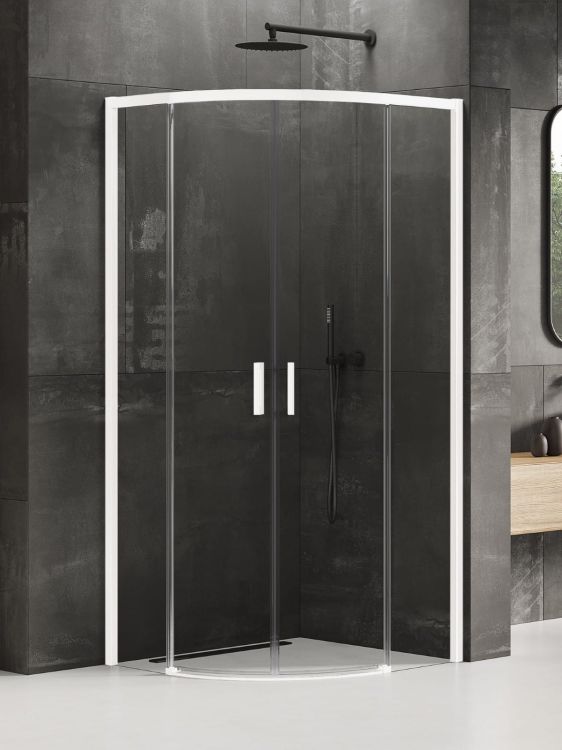 KABINA PÓŁOKRĄGŁA PRIME WHITE 2D PÓŁOKRĄGŁA  80x80x200   ACTIVE SHIELD 2.0