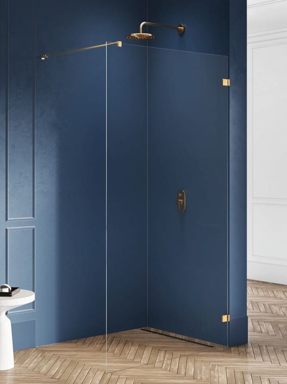 NZ4 KABINA AVEXA GOLD BRUSHED WALK-IN U 60x200 CZYSTE 6mm ACTIVE SHIELD 2.0