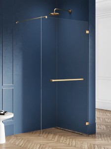 NZ4 KABINA AVEXA GOLD BRUSHED WALK-IN U 130x200 CZYSTE 8mm ACTIVE SHIELD 2.0 WIESZAK
