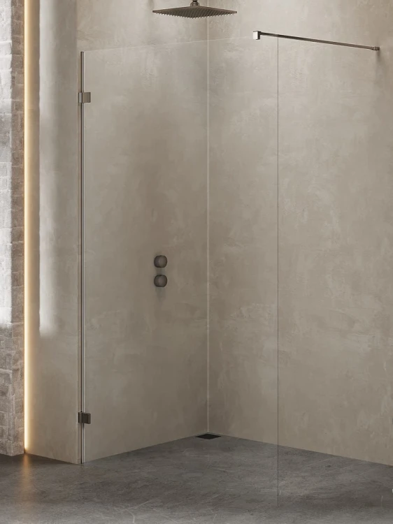 NZ4 KABINA AVEXA GUNMETAL BRUSHED WALK-IN  160x200 CZYSTE 8mm ACTIVE SHIELD 2.0