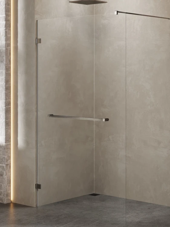 NZ4 KABINA AVEXA GUNMETAL BRUSHED WALK-IN  140x200 CZYSTE 8mm ACTIVE SHIELD 2.0 WIESZAK