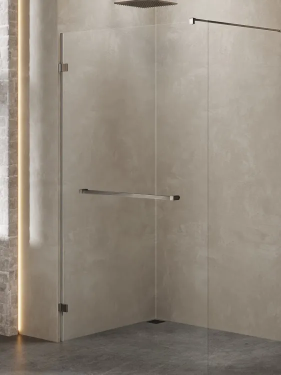 NZ4 KABINA AVEXA GUNMETAL BRUSHED WALK-IN  150x200 CZYSTE 8mm ACTIVE SHIELD 2.0 WIESZAK