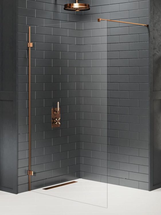 NZ4 KABINA AVEXA COPPER BRUSHED WALK-IN U 60x200 CZYSTE 6mm ACTIVE SHIELD 2.0
