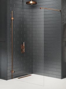 KABINA AVEXA COPPER BRUSHED WALK-IN U 80x200 CZYSTE 8mm ACTIVE SHIELD 2.0