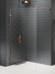 NZ4 KABINA AVEXA COPPER BRUSHED WALK-IN U 160x200 CZYSTE 8mm ACTIVE SHIELD 2.0