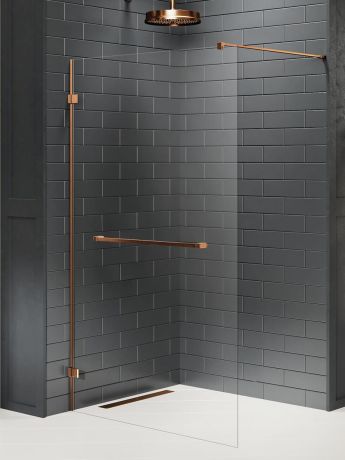 Przejdź do produktu NZ4 KABINA AVEXA COPPER BRUSHED WALK-IN U 160x200 CZYSTE 8mm ACTIVE SHIELD 2.0 WIESZAK