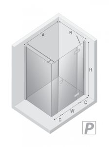NZ4 KABINA REFLEXA 1D PROSTOKĄTNA P 130x80x200 CZYSTE 6mm ACTIVE SHIELD 2.0