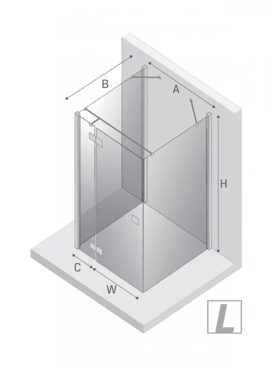 KABINA REFLEXA 1D KWADRATOWA PRZYŚCIENNA L 100x100x200 CZYSTE 6mm ACTIVE SHIELD 2.0