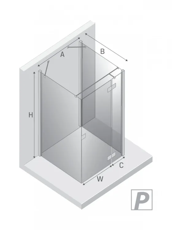 KABINA REFLEXA 1D KWADRATOWA PRZYŚCIENNA P 100x100x200 CZYSTE 6mm ACTIVE SHIELD 2.0