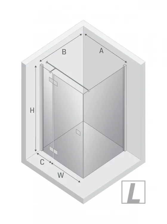 NZ2 KABINA REFLEXA BLACK 1D PROSTOKĄTNA L 110x100x200 CZYSTE 6mm ACTIVE SHIELD 2.0