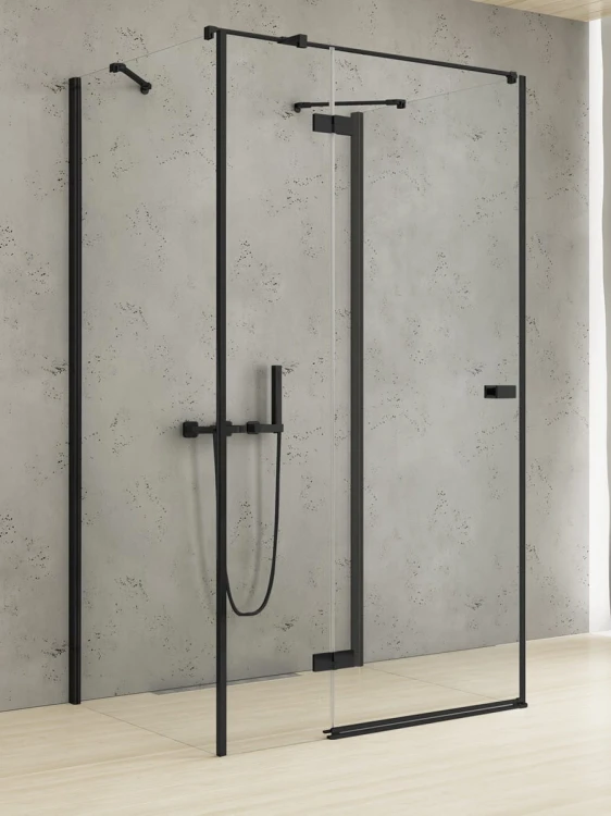 NZ2 KABINA REFLEXA BLACK 1D PROSTOKĄTNA PRZYŚCIENNA L 80x100x200 CZYSTE 6mm ACTIVE SHIELD 2.0