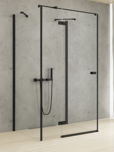 NZ2 KABINA REFLEXA BLACK 1D PROSTOKĄTNA PRZYŚCIENNA L 80x120x200 CZYSTE 6mm ACTIVE SHIELD 2.0