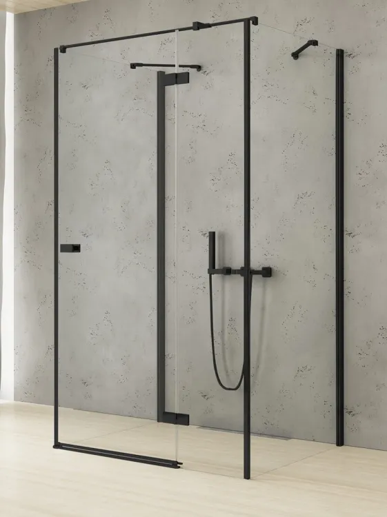NZ2 KABINA REFLEXA BLACK 1D KWADRATOWA PRZYŚCIENNA P 120x120x200 CZYSTE 6mm ACTIVE SHIELD 2.0