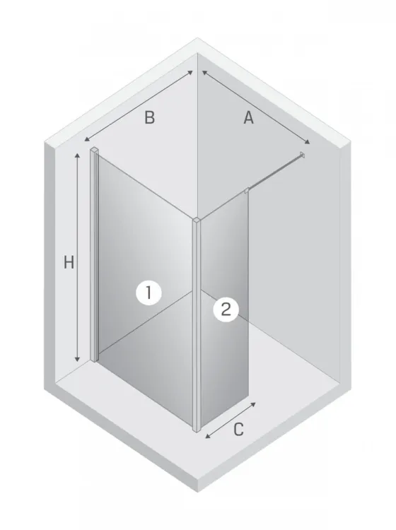NZ2 KABINA NEW MODUS ŚCIANKA U 140x200 CZYSTE 8mm ACTIVE SHIELD 2.0