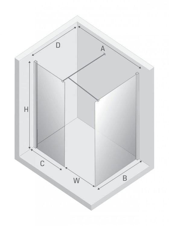 KABINA NEW MODUS WALK-IN U 120x100x200 CZYSTE 8mm ACTIVE SHIELD 2.0