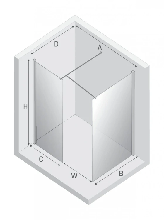 KABINA NEW MODUS WALK-IN U 140x100x200 CZYSTE 8mm ACTIVE SHIELD 2.0
