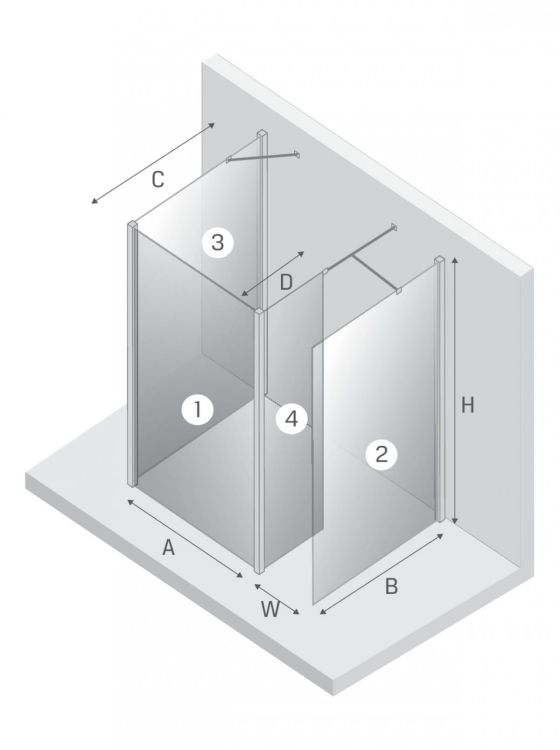 KABINA NEW MODUS ŚCIANKA U 80x200 CZYSTE 8mm ACTIVE SHIELD 2.0