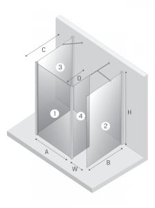 KABINA NEW MODUS ŚCIANKA U 90x200 CZYSTE 8mm ACTIVE SHIELD 2.0