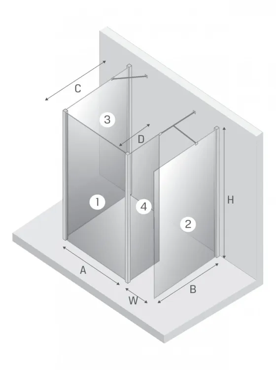 KABINA NEW MODUS ŚCIANKA U 90x200 CZYSTE 8mm ACTIVE SHIELD 2.0