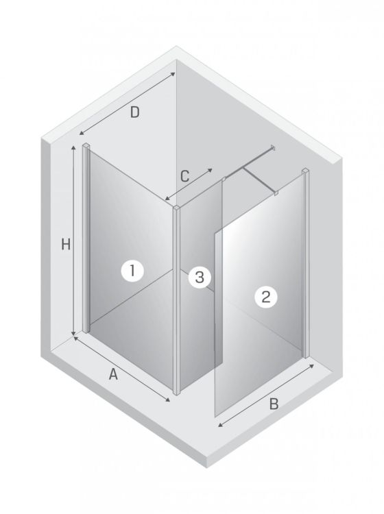 KABINA NEW MODUS BLACK WALK-IN U 80x200 CZYSTE 8mm ACTIVE SHIELD 2.0