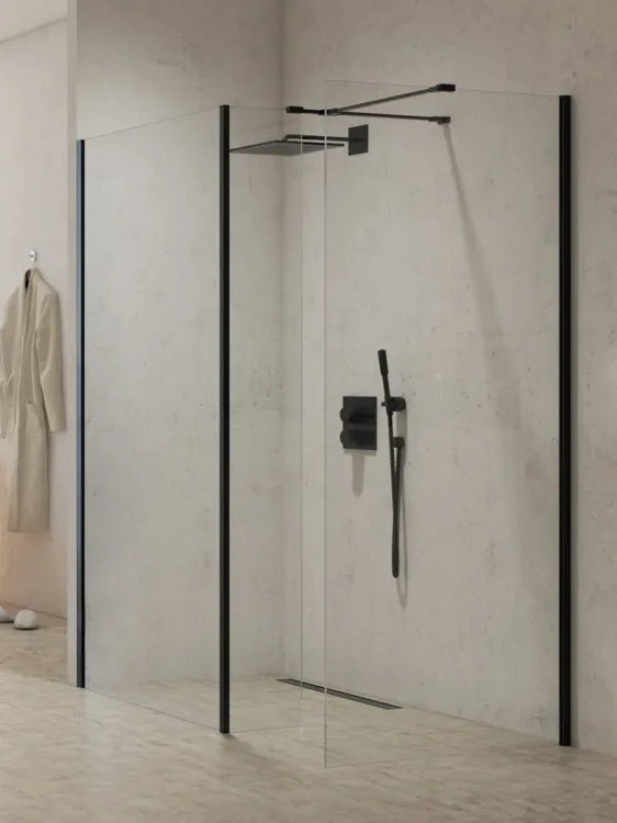 KABINA NEW MODUS BLACK WALK-IN U 90x200 CZYSTE 8mm ACTIVE SHIELD 2.0