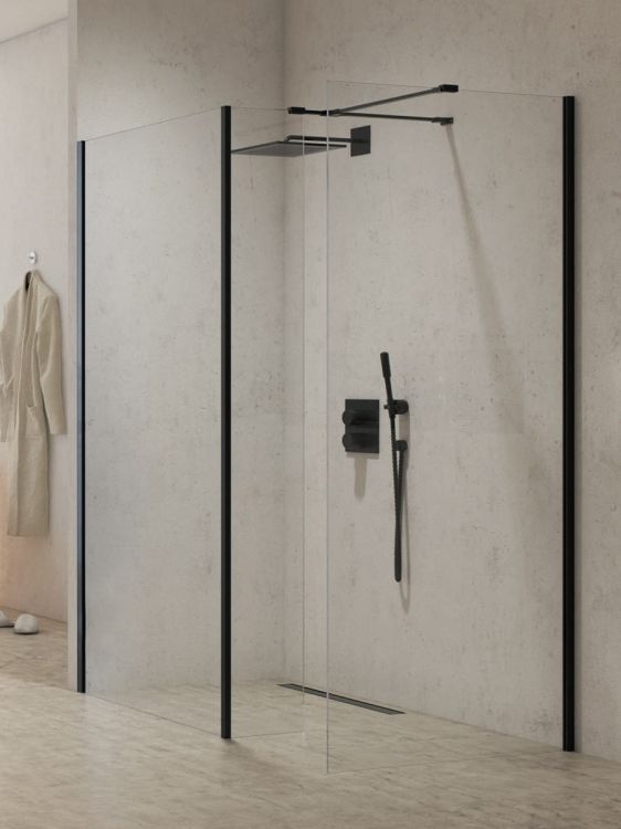 KABINA NEW MODUS BLACK WALK-IN U 100x200 CZYSTE 8mm ACTIVE SHIELD 2.0