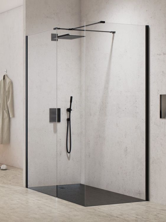 KABINA NEW MODUS BLACK WALK-IN U 160x90x200 CZYSTE 8mm ACTIVE SHIELD 2.0