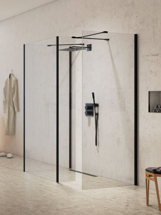 KABINA NEW MODUS BLACK WALK-IN U 90x200 CZYSTE 8mm ACTIVE SHIELD 2.0