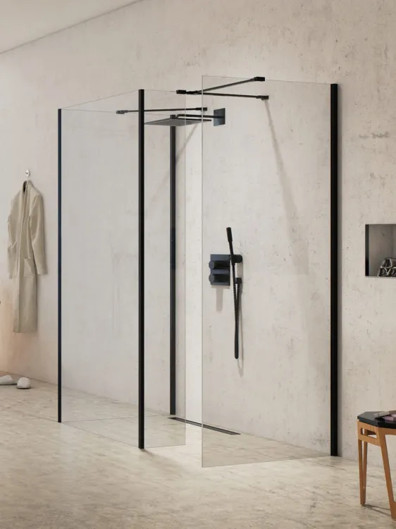 NZ2 KABINA NEW MODUS BLACK WALK-IN U 80x200 CZYSTE 8mm ACTIVE SHIELD 2.0