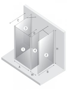 NZ2 KABINA NEW MODUS BLACK WALK-IN U 80x200 CZYSTE 8mm ACTIVE SHIELD 2.0