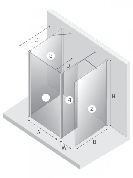 NZ2 KABINA NEW MODUS BLACK WALK-IN U 80x200 CZYSTE 8mm ACTIVE SHIELD 2.0