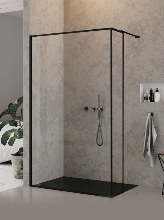 KABINA NEW MODUS BLACK ŚCIANKA U 120x200 CZYSTE 8mm ACTIVE SHIELD 2.0 WZÓR RAMKA