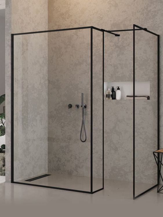KABINA NEW MODUS BLACK WALK-IN U 80x200 CZYSTE 8mm ACTIVE SHIELD 2.0 WZÓR RAMKA