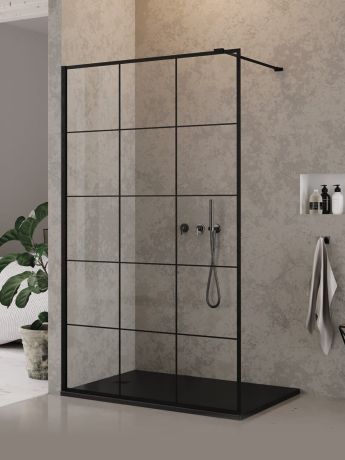 Przejdź do produktu KABINA NEW MODUS BLACK ŚCIANKA U 100x200 CZYSTE 8mm ACTIVE SHIELD 2.0 WZÓR KRATKA