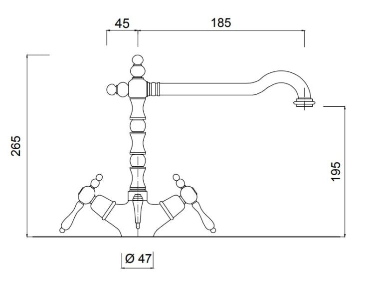 Retro bateria umywalkowa jednootworowa wysoka Giulini Praga 7556 chrom