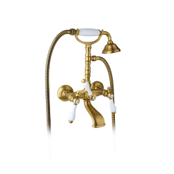 Retro bateria wannowa ścienna ze słuchawką prysznicową Giulini Praga 7500 bronzo