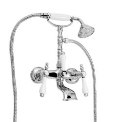 Retro bateria wannowa wolnostojąca z wężem i słuchawką Giulini Praga 7500/N chrom