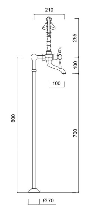 Retro bateria wannowa wolnostojąca z wężem i słuchawką Giulini Praga 7500/N chrom
